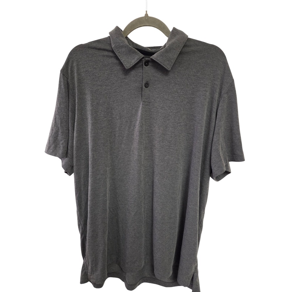 Public Rec Mens Charcoal Gray Short Sleeve Stretch Polo Shirt Recycled Blend